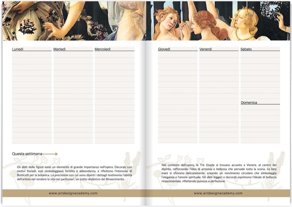 Planner settimanale Agenda La primavera di Botticelli